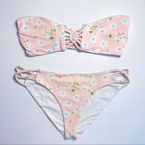 Frankie’s Bikinis Pink Pansies Set